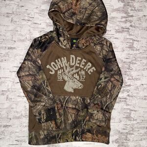 John Deere Sweater Toddler 2T Brown Camouflage Hoodie Pullover Fleece Outdoor